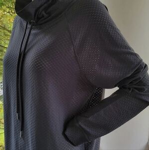 Marc NY Performance mens textured  pullover with cowl neck Adjustable Drawstring